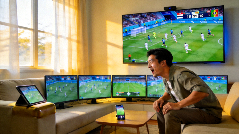 多屏终端流畅观看足球赛事直播场景